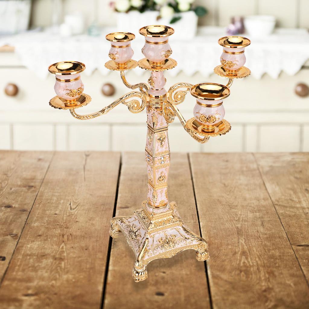 Luxury Home Candelabra Vintage Embossed Candle Holder Dinner Table Decor Wedding Ornaments