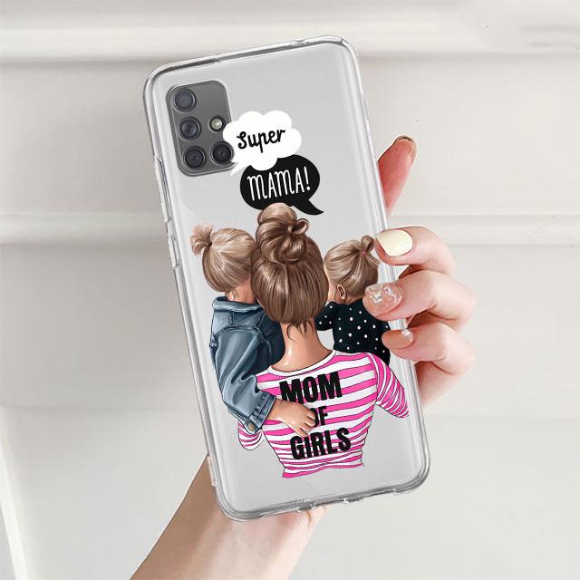 Przezroczyste etui na Samsung Galaxy A52 A12 A51 A32 A21s A71 A32 A22 50 A70 A31 A72 5G Pokrowiec na telefon Super Mama Dziecko