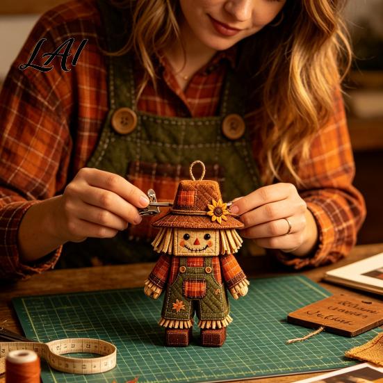 Handmade Christmas Tree Ornaments Halloween Rag Doll DIY Kit Patchwork Sewing Craft Set with Decorative Figure Kits Pre-Cut Fabrics Beginner-Friendly