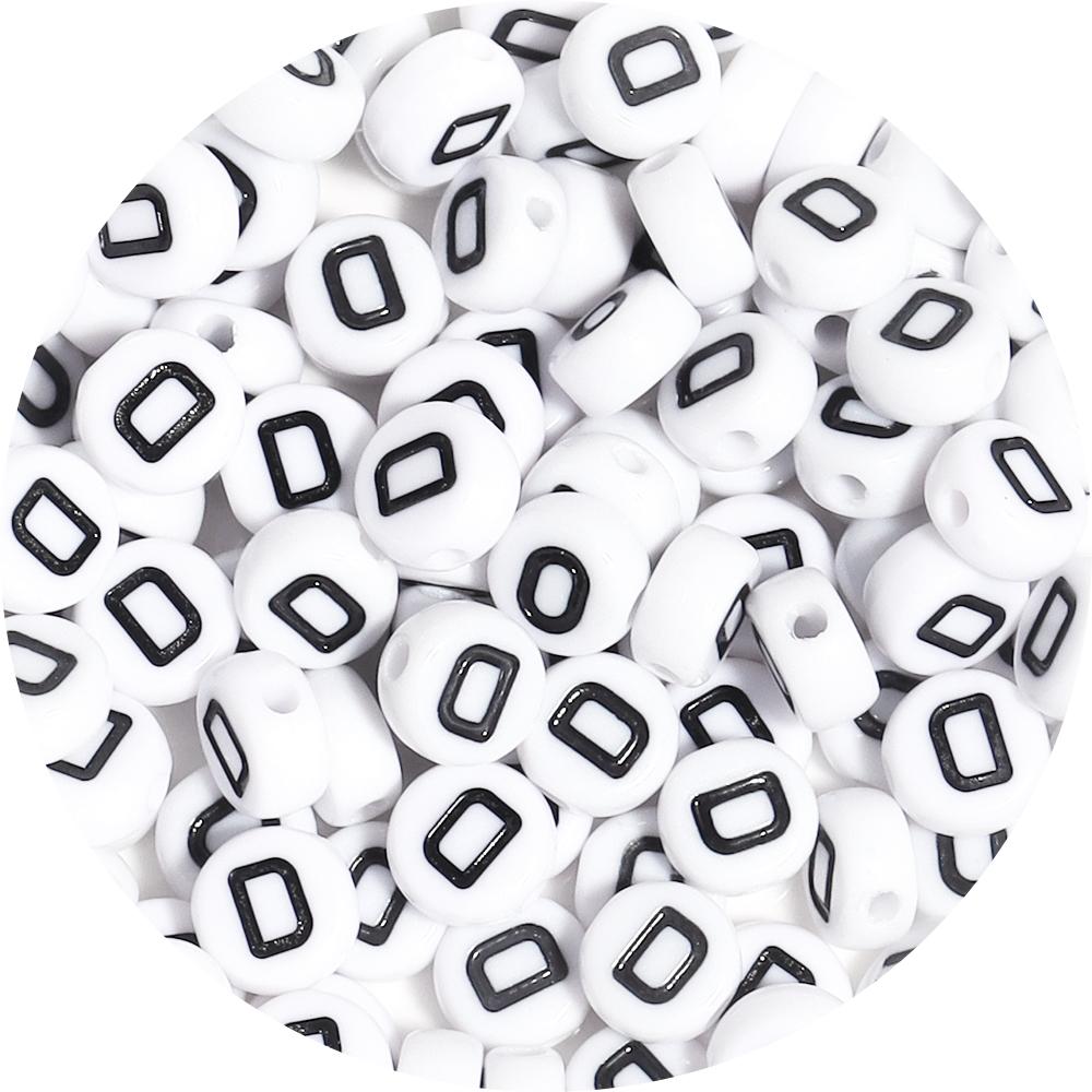 100Pcs 7mm Black White Acrylic Alphabet Beads Flat Round Loose Spacer Letter Beads For DIY Craft Bracelet Supplies Wholesale