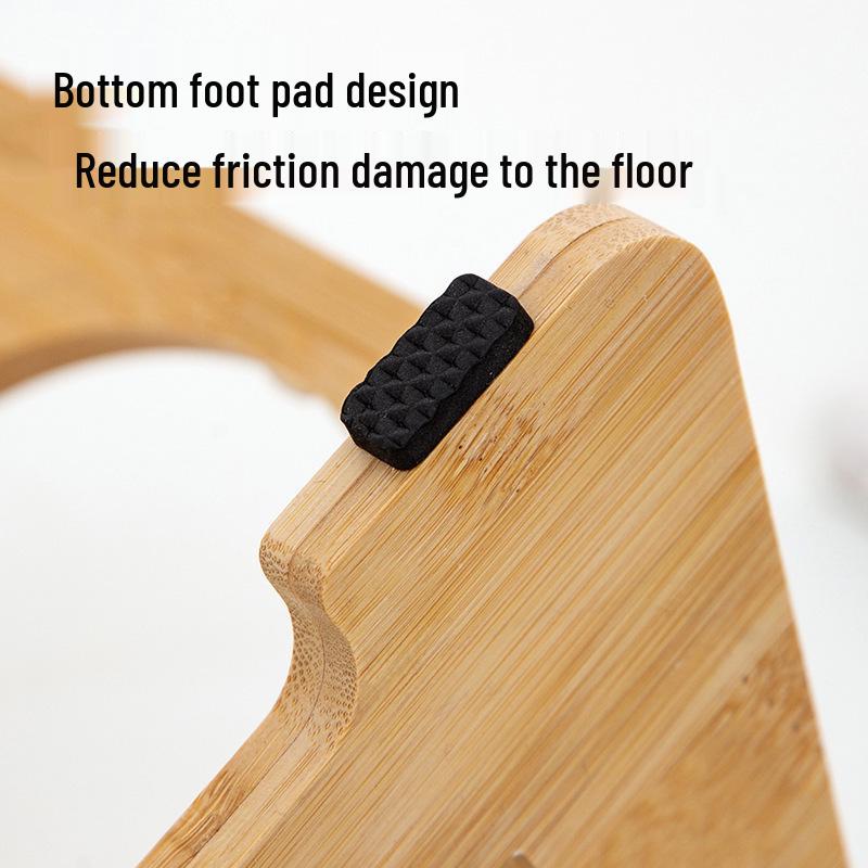 Adjustable Bamboo Cat & Dog Bowl Stand with Double Bowls and Pet Neck Protection