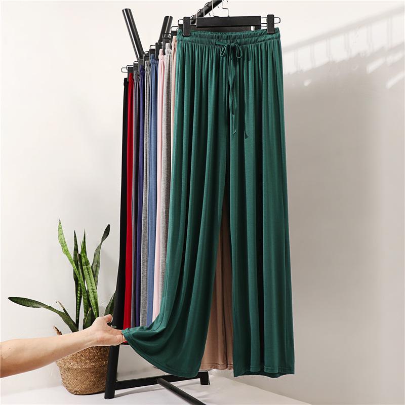 Pantalon large taille haute en soie glacée pour femme