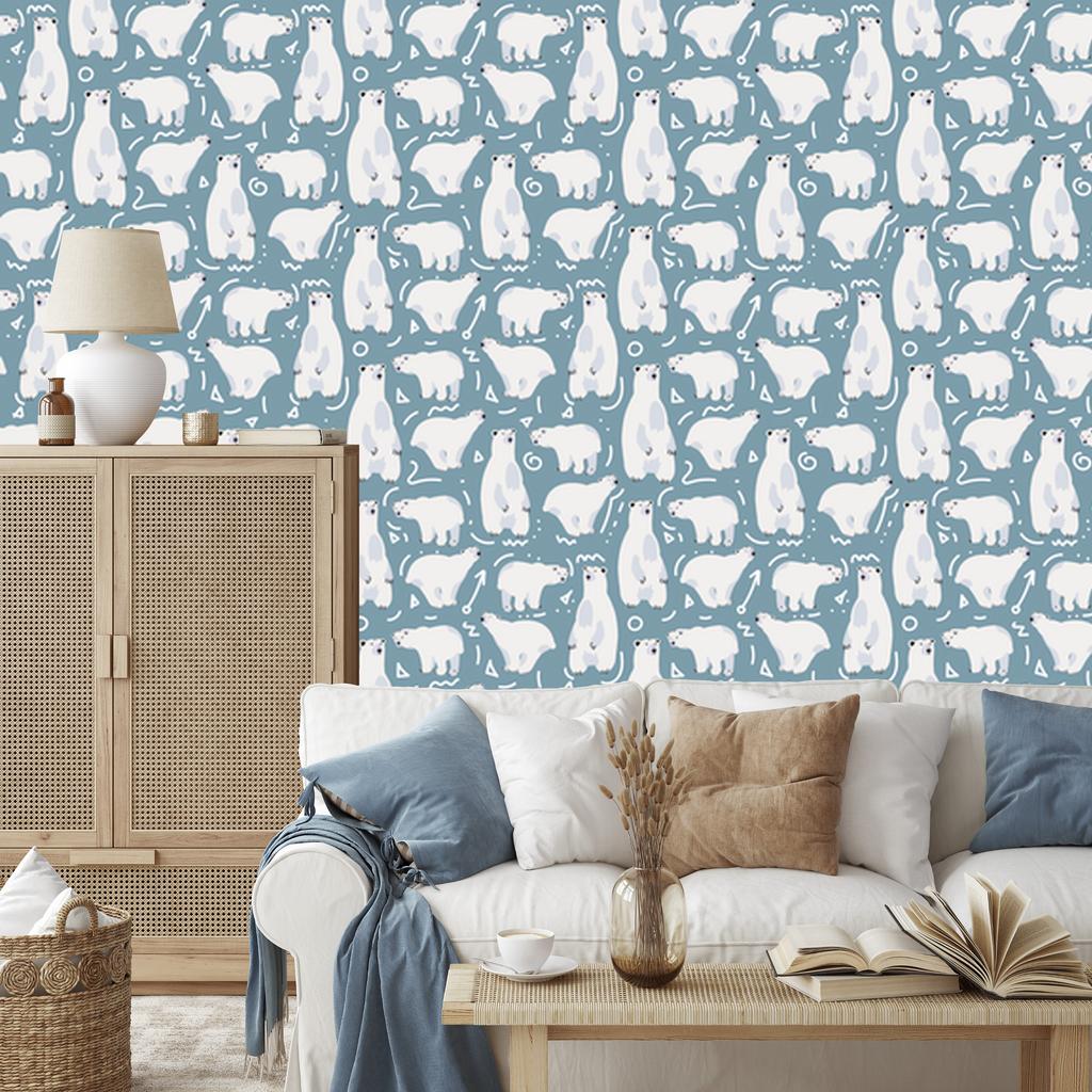 Funny Polar Bears Wallpaper for Living Room and Bedroom 50x1000