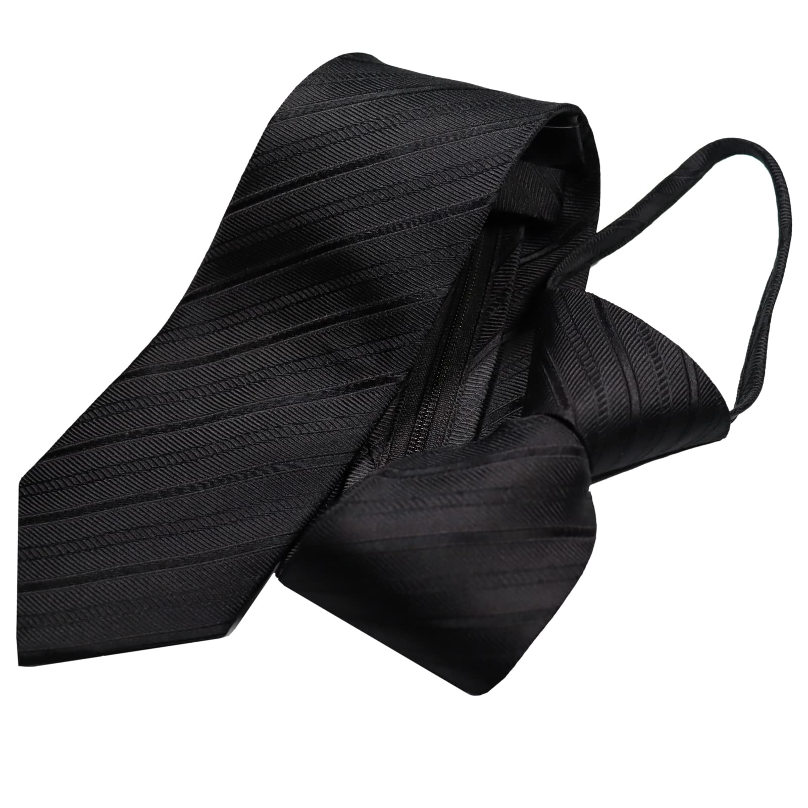 [Michiko London] Striped Slim 7cm One-Touch Tie - No Tie Required - Black Tie - Formal Wear - Suitable for Funerals, Memorial Services, and Other