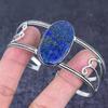Natural Lapis Lazuli Gemstone 925 Sterling Silver Cuff Bangle Adjustable S0r47
