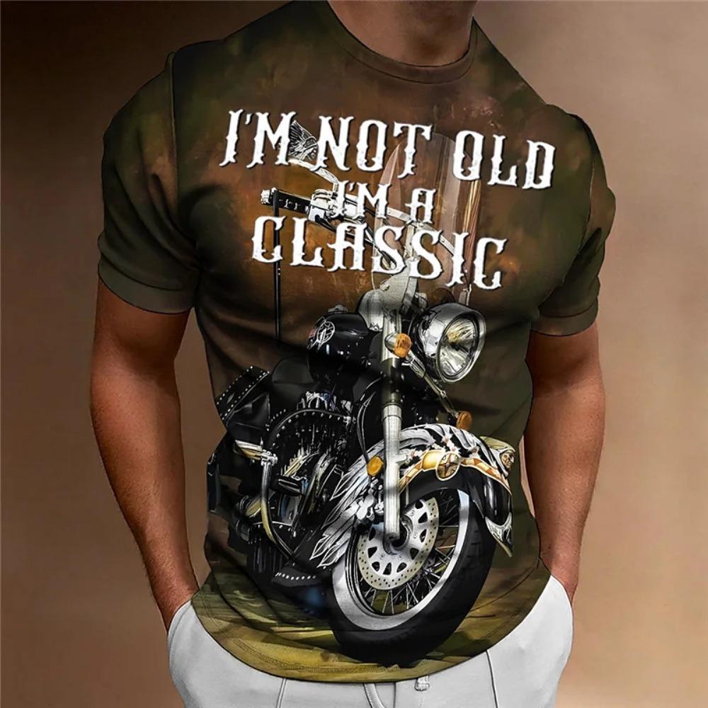 Motorcycle T-shirt Men 3D Print Short Sleeve Vintage Classics TShirt For Mens Street Ride Biker Shirts Tops Oversized Tee Shirt