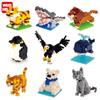 Mini Building Blocks 3D Animal  Diamond Model Micro Bricks Dog Cat Bird Moose Wolf Panda Macaw Toys For Children Birthday Gifts