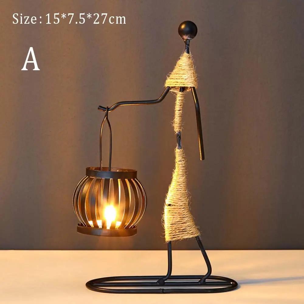 Abstract Character Sculpture Candle Holder Nordic Metal Candlestick Decor Handmade Figurines Home Decoration Art Gift
