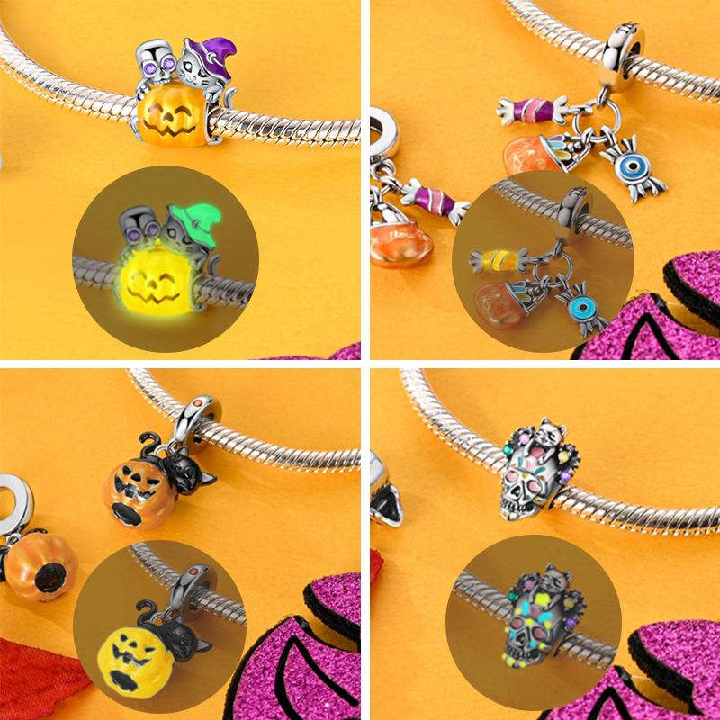 New Copper Halloween Skull Pumpkin Charm Bead Fit Original Pendant Bracelet Diy Halloween Holiday Decoration Souvenirs