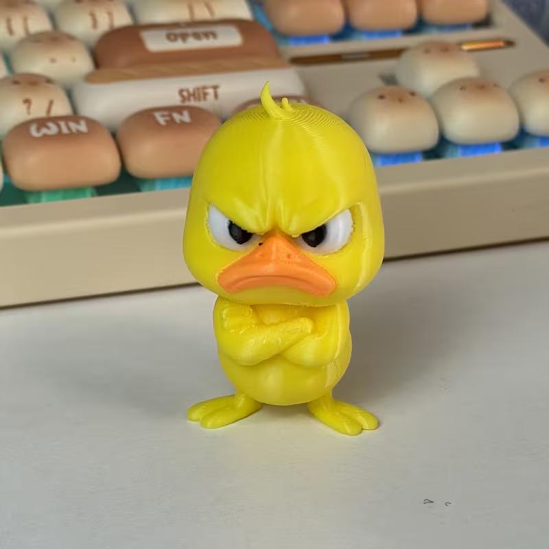 

3D Printed Angry Duck Figurine - Expressive Resin Mini Desktop Pet, Cute Collectible for Desk, Gift