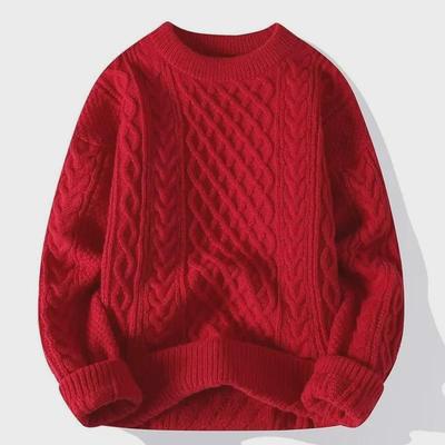 Pull Rétro Uni à Col Rond pour Homme - Mode Automne/Hiver, Tricot Lâche, Style Tendance, Unisexe