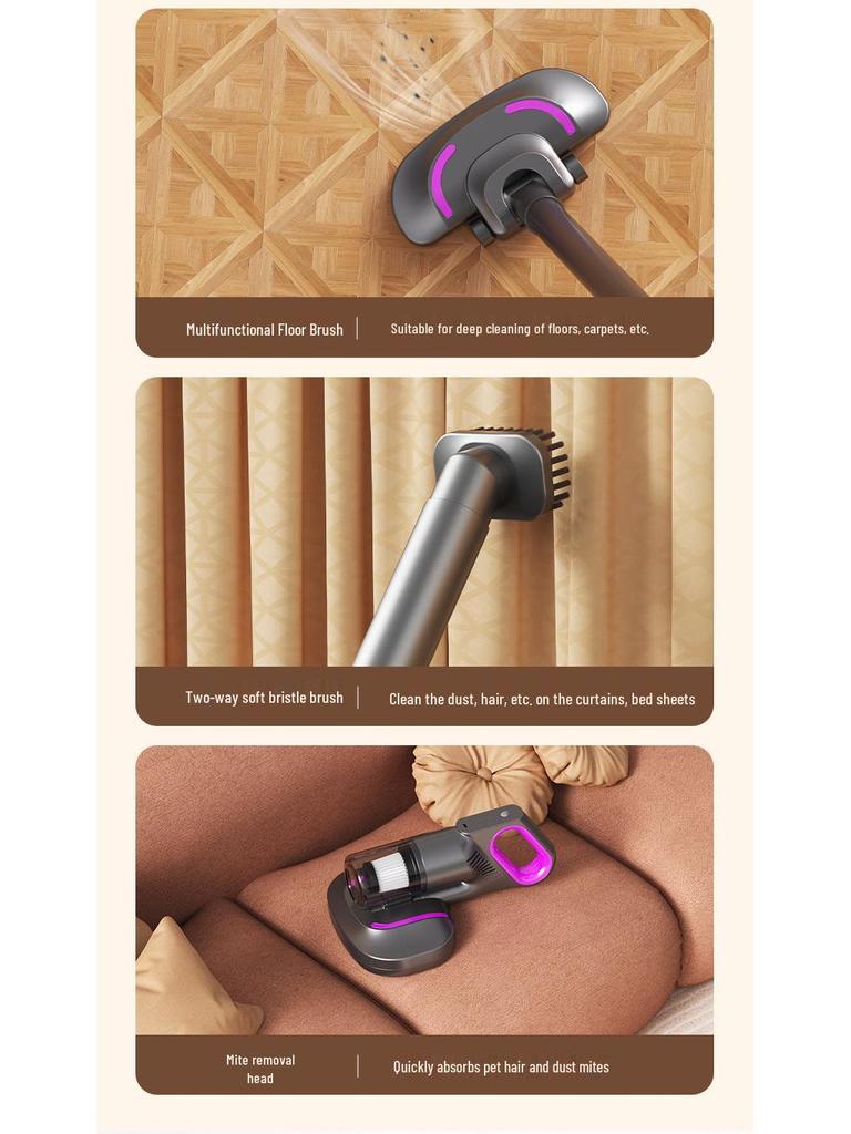 Bezprzewodowy ręczny odkurzacz i mop: 2-w-1 Ultra-cichy, Wysokie ssanie do dywanów