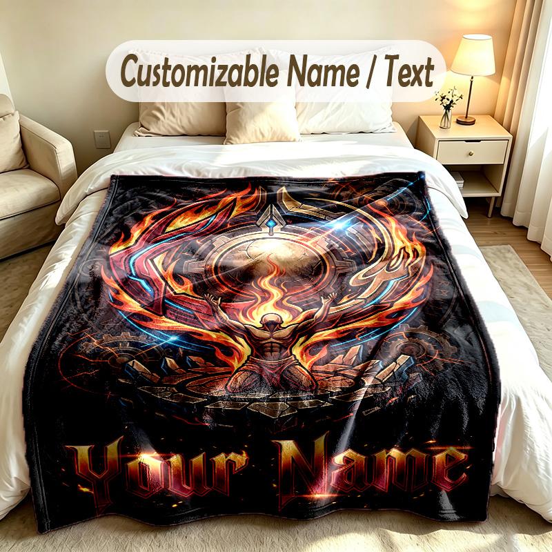 Portrait Man Theme Custom Blanket Personalized Name & Text Customized Soft Warm Throw Blanket Home Decor