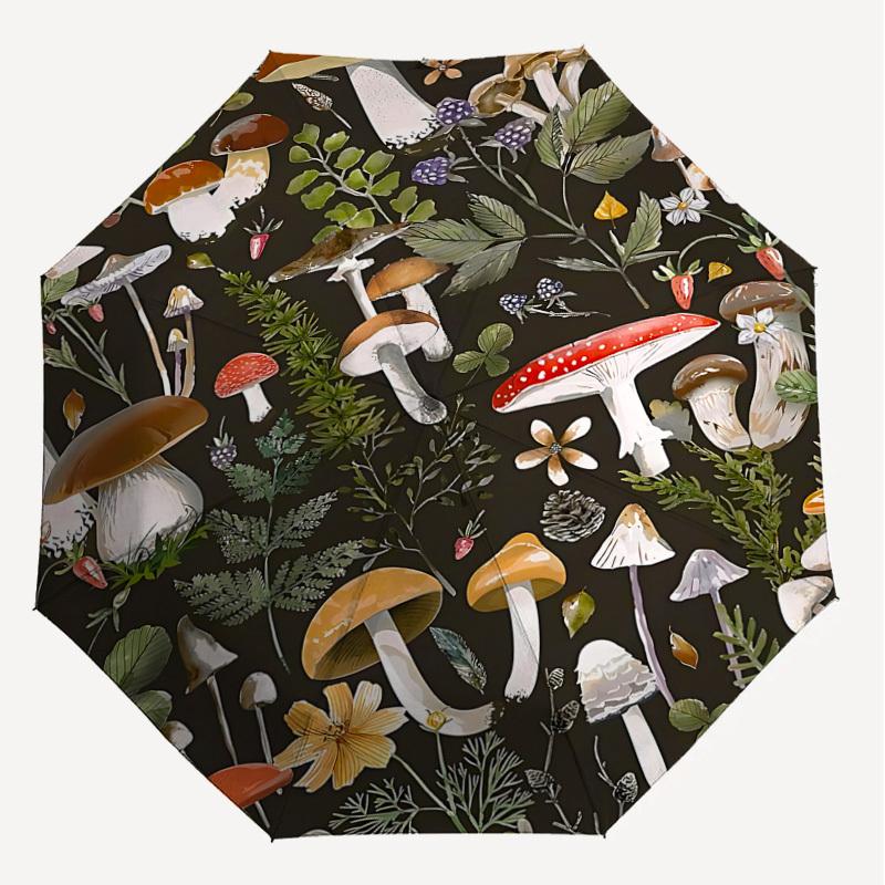1PC Mushroom Flowers Umbrella-8-Rib Reinforced, Automatic Open, Lightweight & Durable, Cute Fashion Accessory for Outdoor-P63