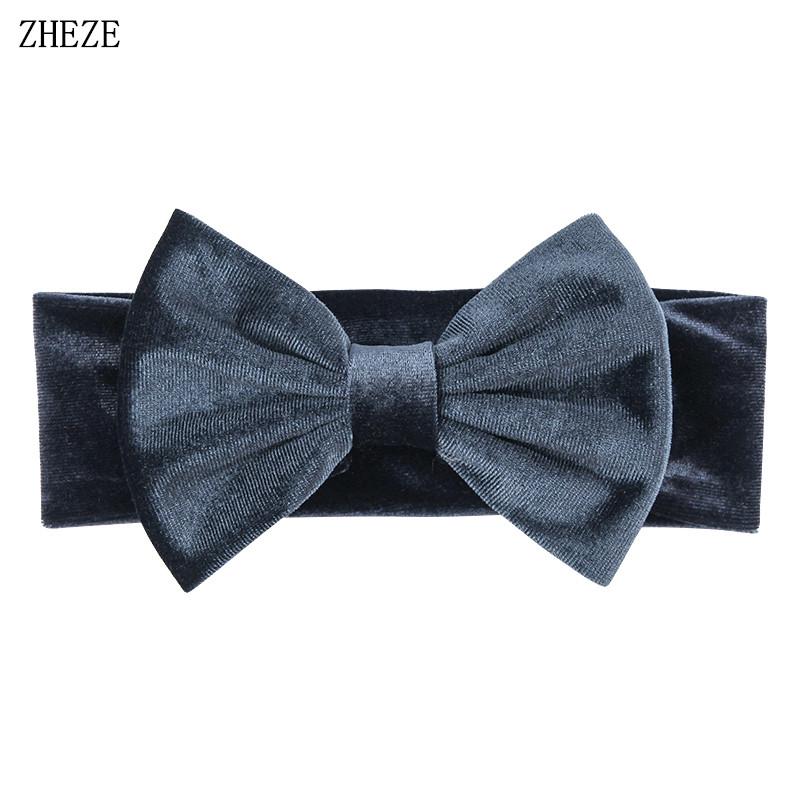 Baby Soft 5" Hair Bow Headband Kids Girls Velvet Headwrap Turband Toddler Photo Pro DIY Hair Accessories