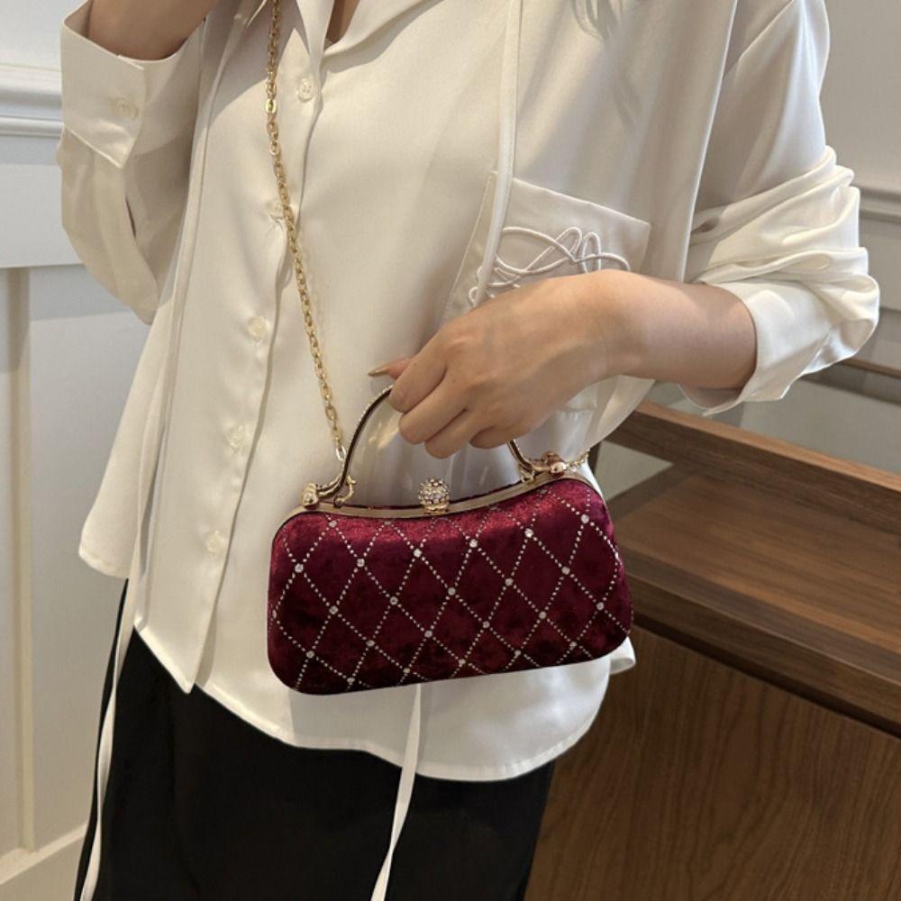 Top Handle Evening Banquet Bag Luxury Bridal Clutch Bag Temperament Velvet Dinner Handbag  Outdoor