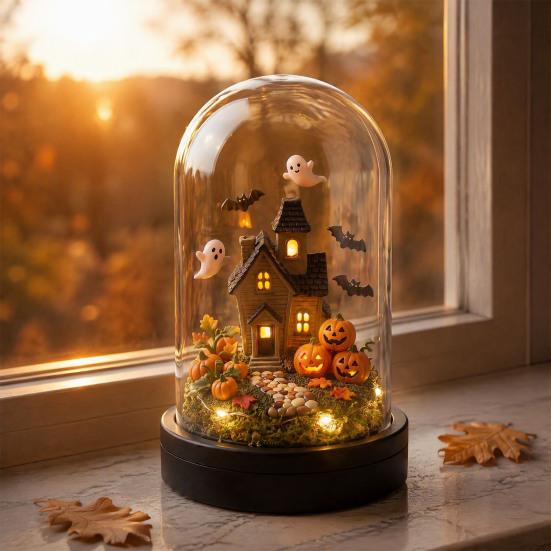 Indoor Outdoor Decor Haunted House Night Light, Glowing Ghost LED Table Lamp for Led Decoration Halloween Party, Spooky Desk Bedroom, Festive