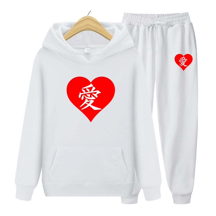 Módní potisk 2dílná sada Dvoudílná sada Potisk Pánské Dámské Mikiny Teplákové soupravy Jogger kalhoty silné Teplé oblečení Pánské