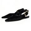 Luxury  Flats for Women Fashion Metal Buckle Back Strap Design Faux Suede Loafers Comfortable Outdoor Casual Shoe Ladies