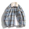 Korean Style Lapel Thickened Plaid Jacket for Men In Autumn and Winter Plus Velvet Cold-proof Jacket Couple Style