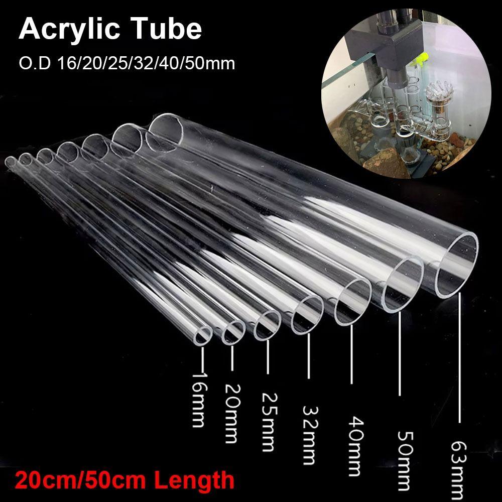 1 Stück 20/50cm Acrylrohr A.D. 16/20/25/32/40/50mm Rohrverschraubungen Aquariumrohr Hydrokultur Bewässerung