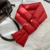 Solid Color Cross Feather Shawl Keep Warm Thermal Neckerchief Windproof Cotton Padded Scarf  Woman