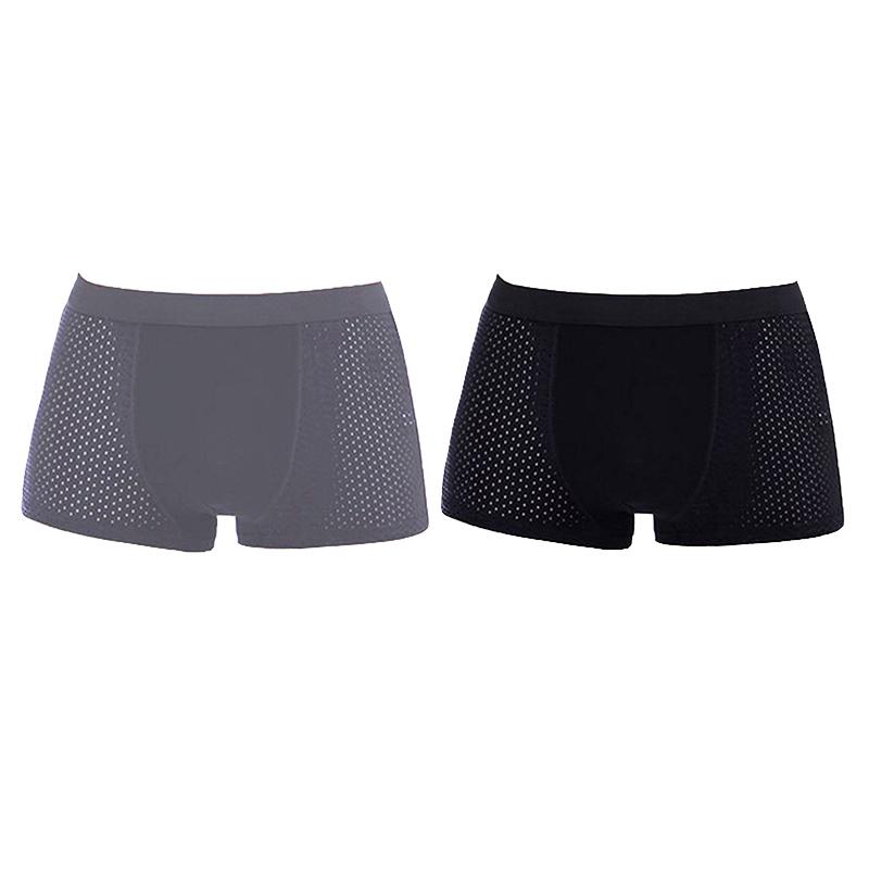 2PCS Men's Panties Men Underwear Boxer Shorts Summer Ice Silk Mesh Breathable High Quality Hole Shorts Male Sexy Underpant