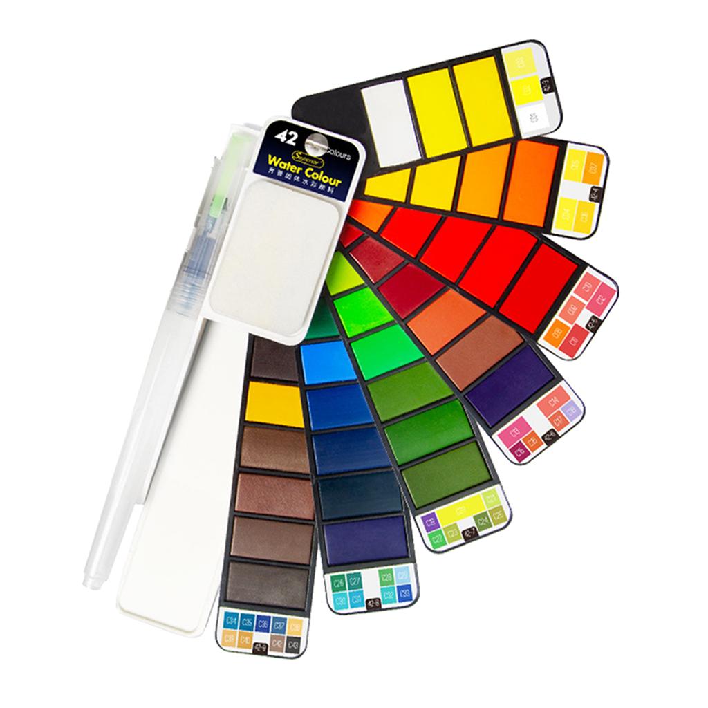 Watercolor Paint Set, 42/33/25 Assorted Colors Paint Set with Brush Travel Pocket Watercolor Kit for Students Adults Artist