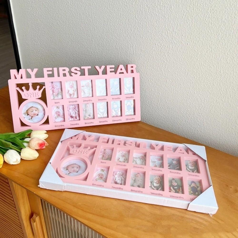 Newborn Souvenirs Plastic Baby Keepsake Frame First Year Rectangle Photo Frame Decorative Infant Growing Album Memory Gift