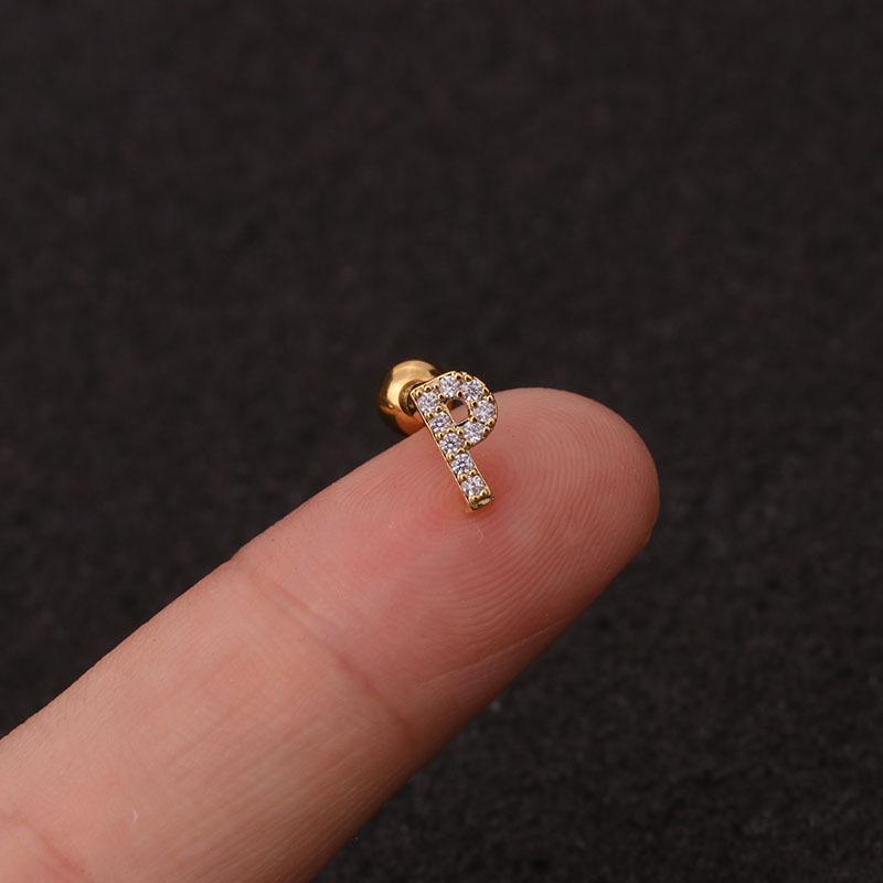Trendy 26 Letters Tragus Cartilage Earring Women Exquisite Tiny Initial Alphabet Name Helix Earring Piercing Jewelry Gift