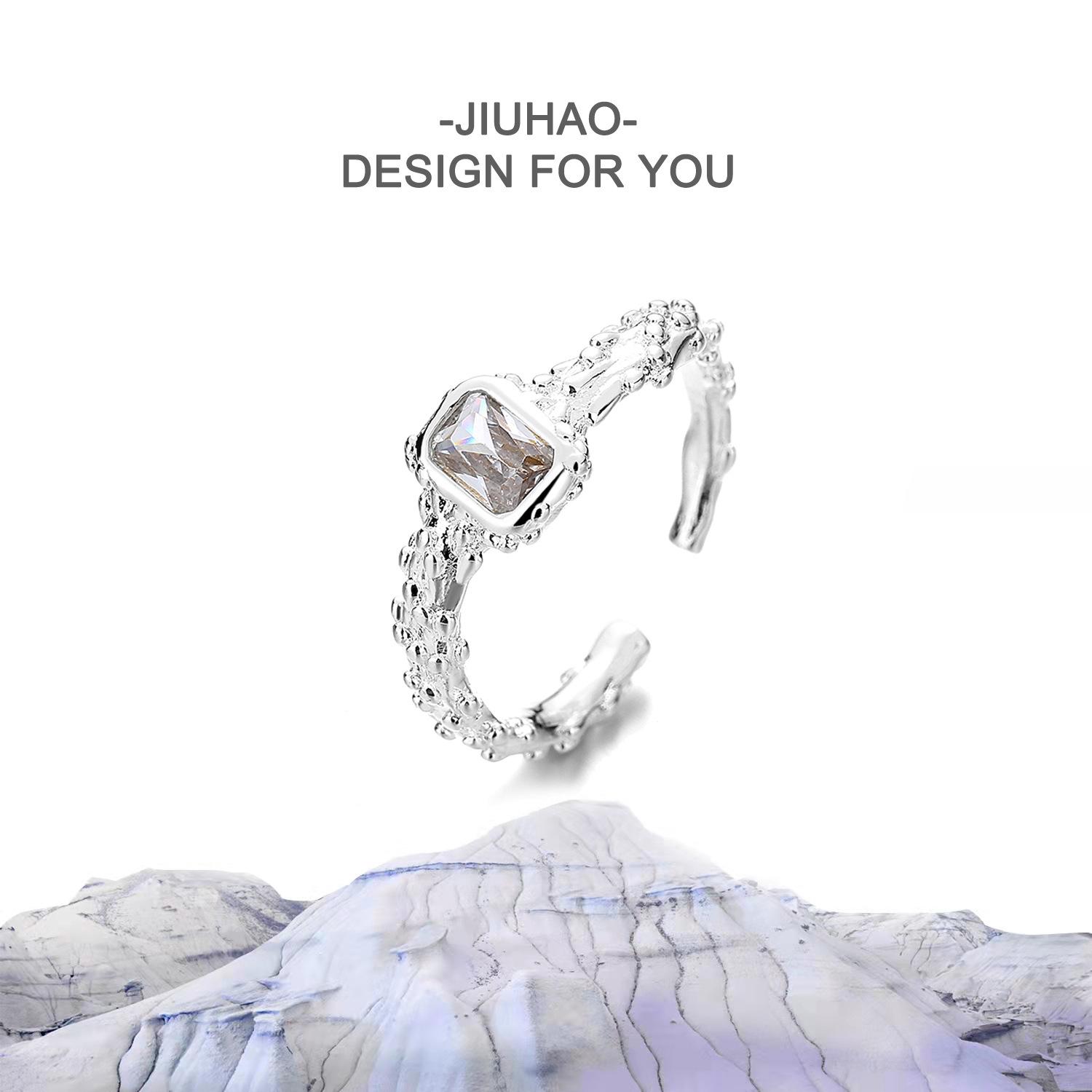 Zircon Opening Niche Design, Cool Style, Light Luxury, Irregular French Personality Texture, Trendy Cool Women S Ring adjustable opening