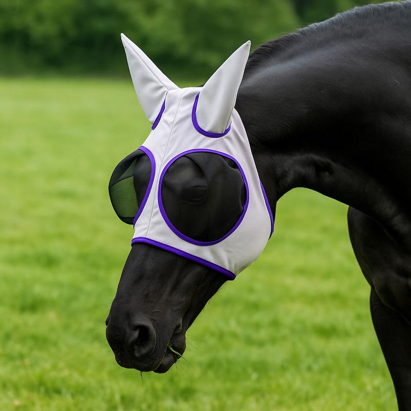 Professional Comfortable Quick Dry Horse Fly Mask Breathable Adjustable Horse Face Cover Outdoor Headgear Easy To Use