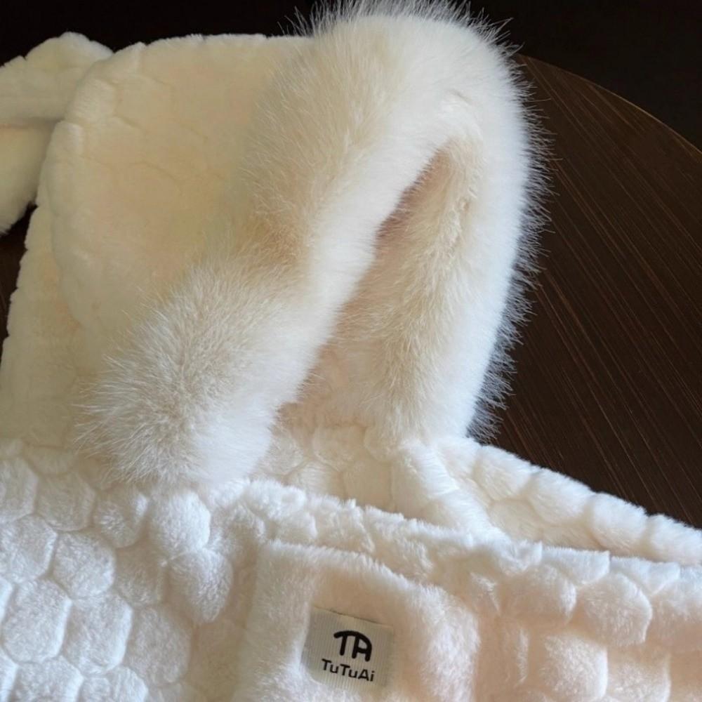 Winter Hooded Hat Scarf Set Thicken Lei Feng Hat Cute Fluffy Bomber Hats For Cold Weather