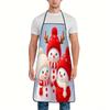 1pc Cute Snowman Family Print Apron | Durable Polyester Material, Adjustable Waistband, Easy To Clean, Perfect for Kitchen Cooking, Gardening, Orchard