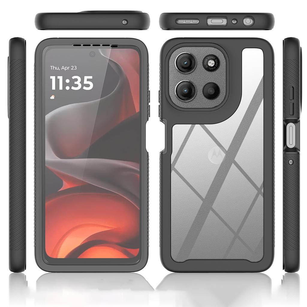 Průhledný obal pro Motorola Moto G86 5G PC + TPU Zadní kryt telefonu s PET fólií na displej