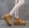 Fashion 8.5CM Suede Cow Genuine Leather Fashion Women Ankle Booties Platform Wedge Winter Plush 2025 Autumn Boots Spring Shoes Chimney