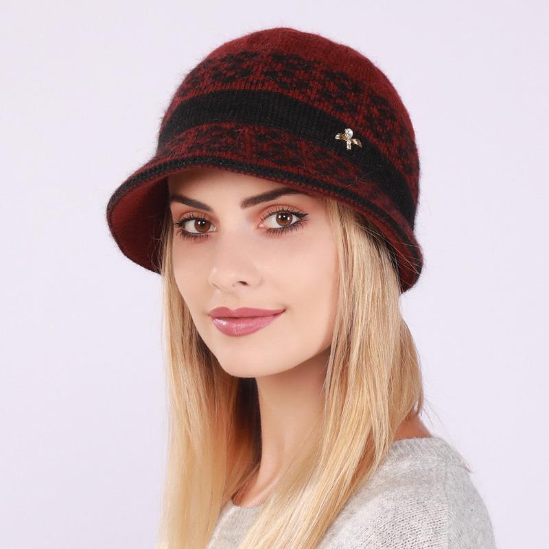 Autumn Winter Hats Women's Knitted Hat Mixed Color Fashion Thick Warm Hat All-match Bucket Hat