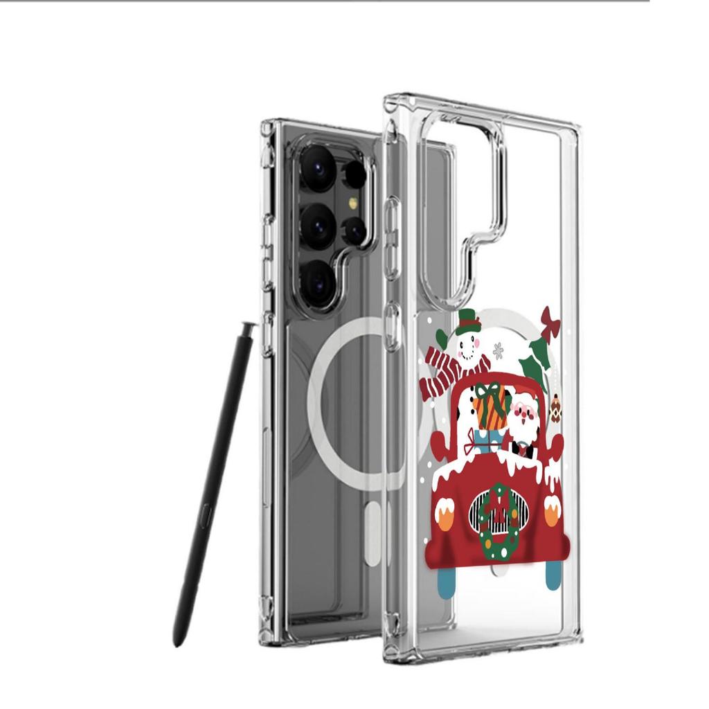 Car-Mounted Magnetic Christmas Case for iPhone 15/16/17 Pro Max - Transparent Full Coverage Mobile Protection