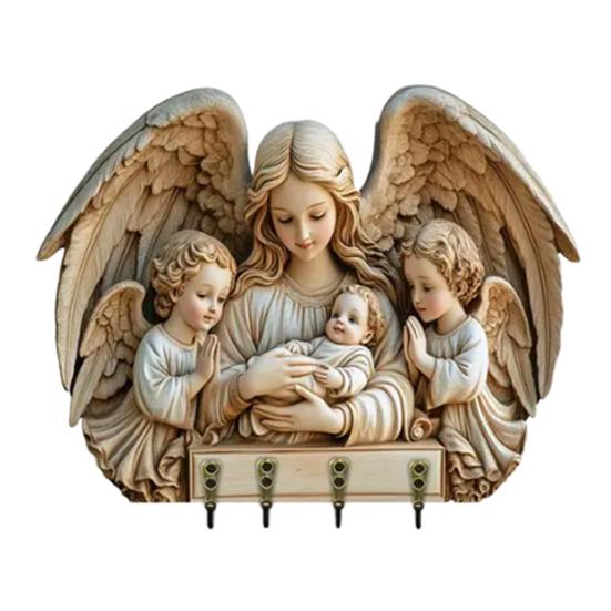 

Настенный держатель для ключей Деревянная резьба Тематика Иисуса Органайзер для ключей Многоцелевой Декоративный крючок-вешалка для ключей для дома, офиса, прихожей B