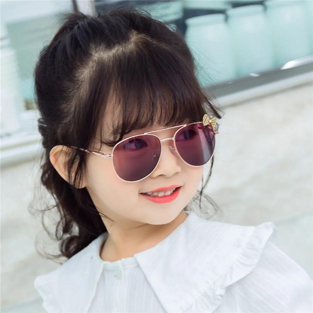 Kids Cute Sun Glasses Metal Material Glasses Frame Bow Children Sun Eyeglasses Fashion Style Gilrs Outdoor Goggles Eyewear UV400 Protection Gafas De