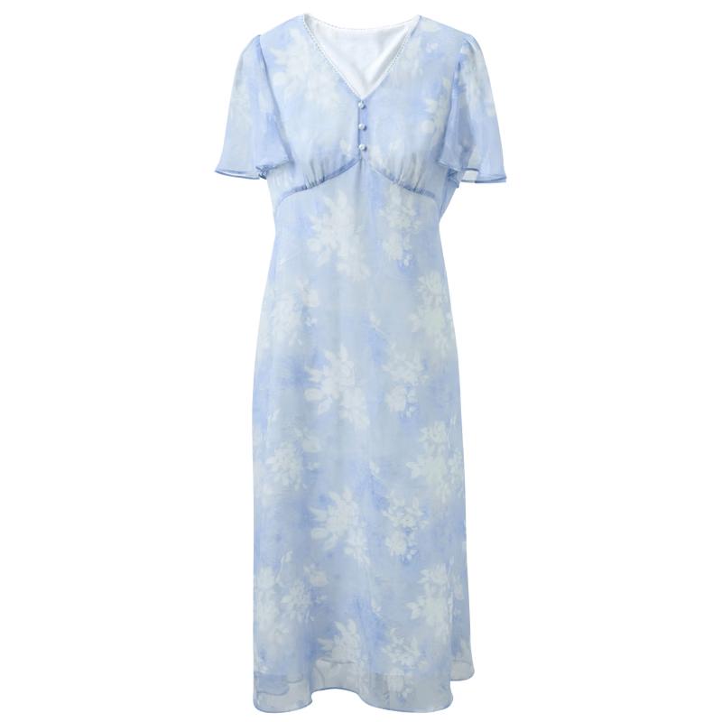 SanCai Plus Size Floral V-Neck A-Line Maxi Dress L