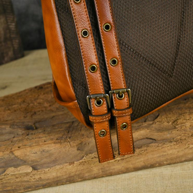 Johnature Retro Animal Printed Chest Bag Genuine Leather Handmade Cowhide Backpack Versatile Women's Crossbody Bags