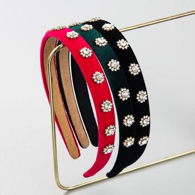 Hair Hoop Velvet Women's Flower Water Crystal Small Fragrance Face Wash Ornament Headwear