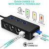 3-i-1 sigarettenneradapter Hurtiglading 3.0 120W 12V/24V 3-Socket Power Splitter LED-skjerm