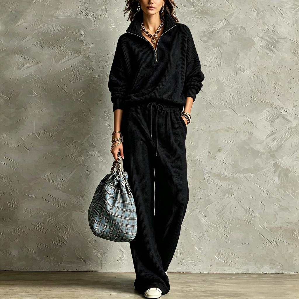 Women's Fashion Two Piece Set with Half and Wide Leg Pants, Loose Fit Multi-Color