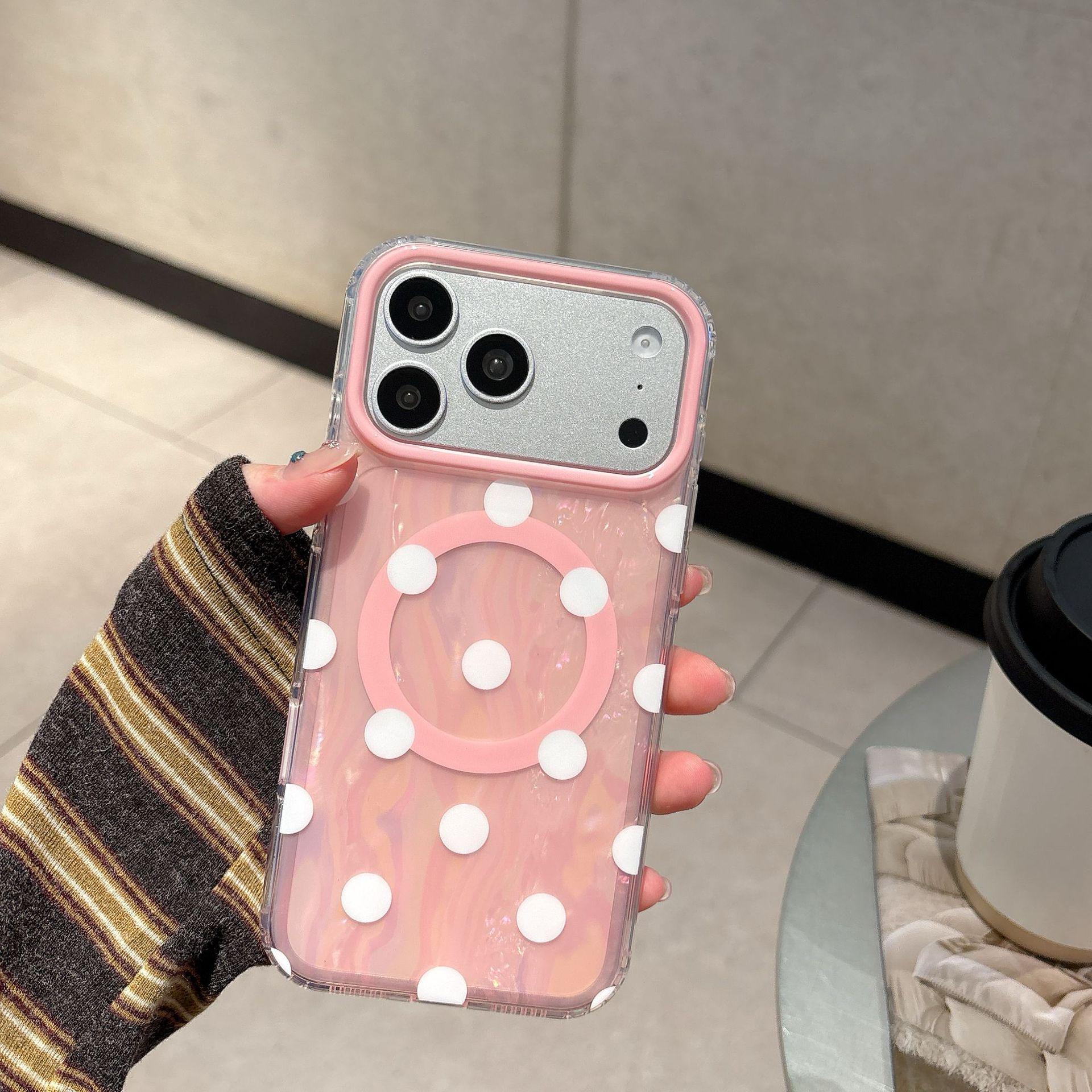 

Gradient Pink and Purple Polka Dot Magnetic Case for iPhone 17 Pro Max iPhone 16 Pro