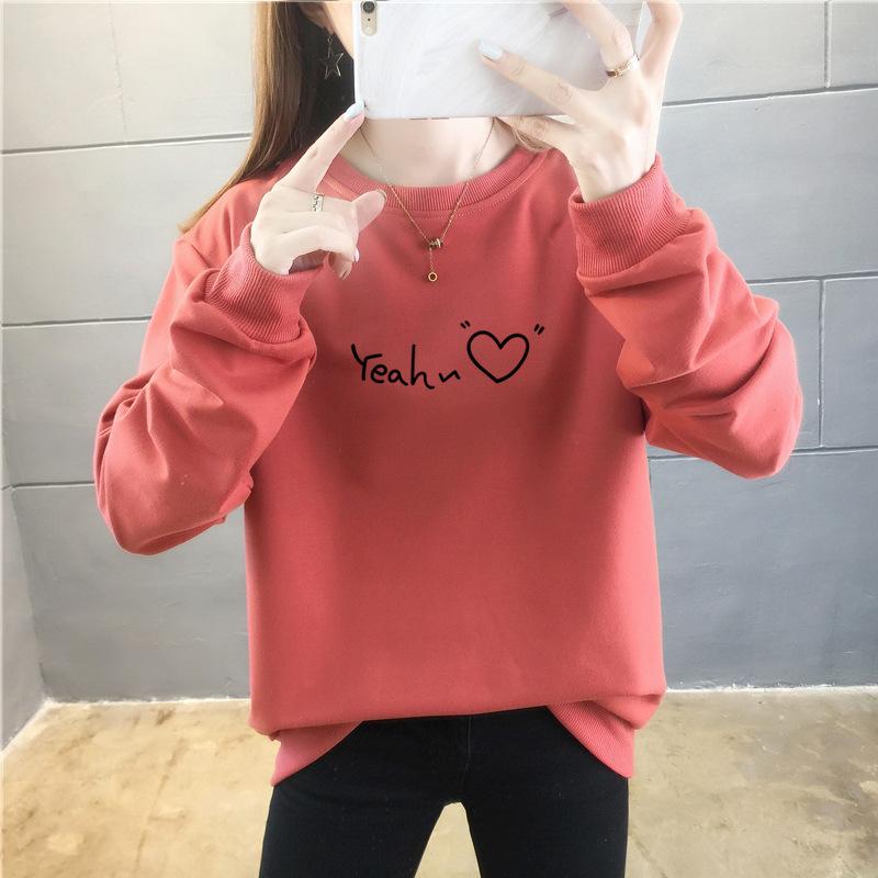 Autumn Light Sweatshirt Women, Printed Tops, Round-neck Plate-size Women's Coats