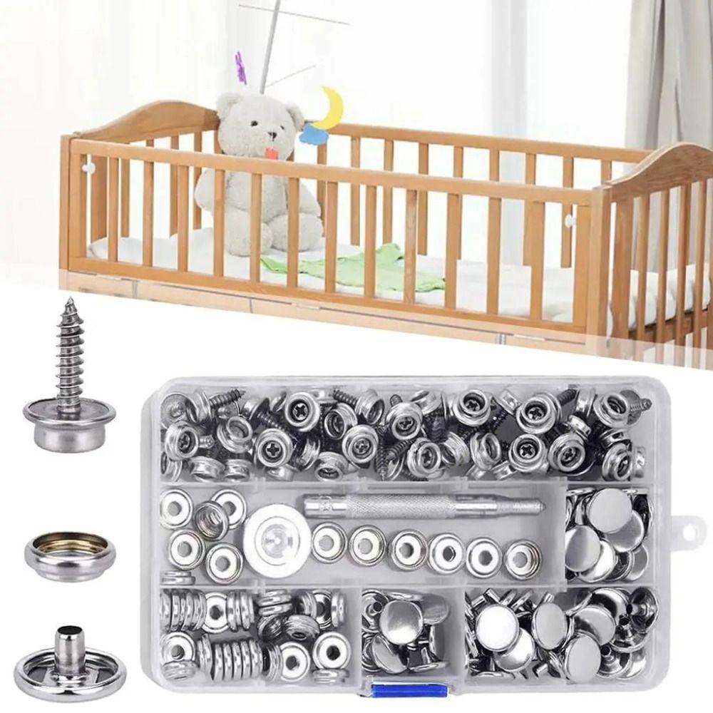 Fasten Button Canvas Snap Kit Tool with 2 Setting Tool 3/8" Socket Metal Screws Stainless Steel Durable Canvas Snap Button Kit