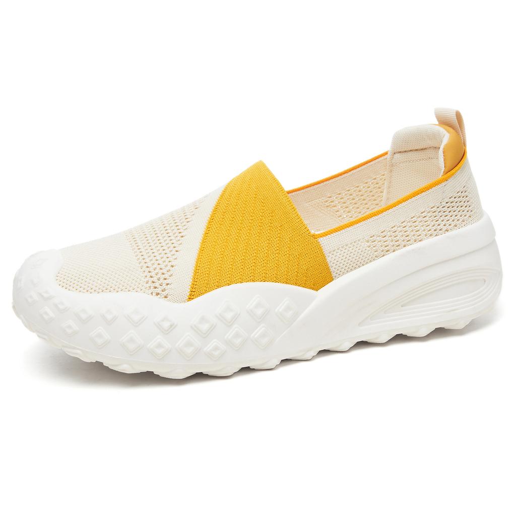 Walking Knitted Loafers Flat Sneakers for Women Lightweight Breathable Slip On Work Walking Shoes Women's Outdoor Arch Support Woven Running Sneaker