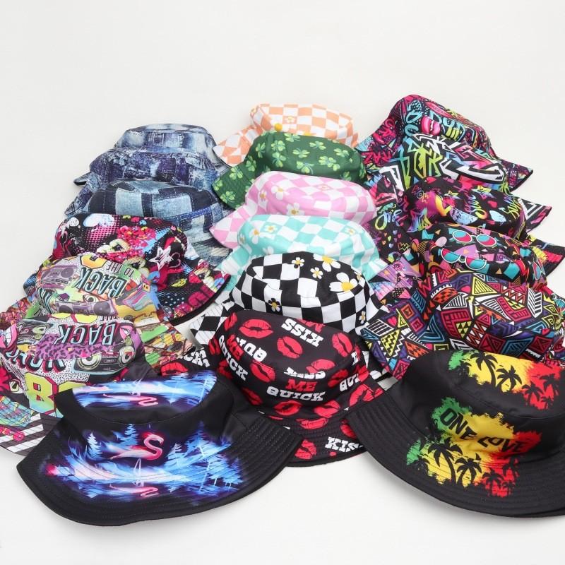Retro Print Bucket Hat With Sun Protection For Outdoor Activities